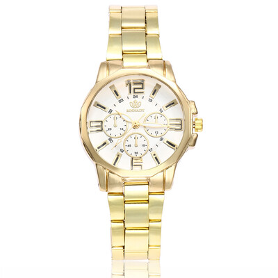 

New hot ladies three-eye alloy steel belt watch simple scale quartz watch