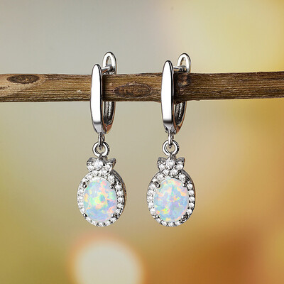 

Fashion Faux Opal Rhinestone Women Ear Buckle Drop Dangle Earrings Jewelry Gift