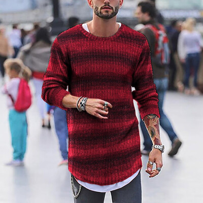 

Toponeto New Style For Men In Autumn And Winter Fashion Striped Blouse Pullover Sweater