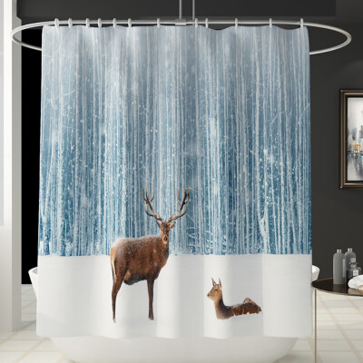 

〖Follure〗Santa Christmas Print Toilet Bathroom Mat And Shower Curtain Four-Piece Set