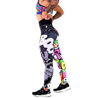 

Cross-border Amazon explosions yoga pants hips boom letters printed Slim yoga pants sports bottoming pencil pants Boom