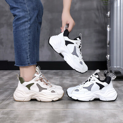 

Womens shoes new net red Korean version of sports breathable old shoes women thick bottom increas