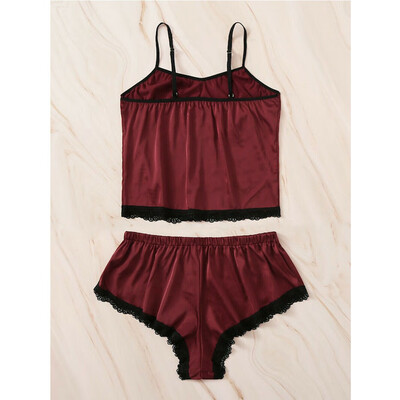 

Women Satin Lace Sleepwear Babydoll Lingerie Nightwear Short Pjs Pyjamas Set Hot