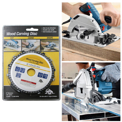 

〖Follure〗Grinder Chain Disc Wood Carving Disc 5 Inch For 125mm Angle Grinder 14 Tooth