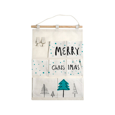 

〖Follure〗Christmas Decoration Storage Canvas Hanging Bag Door Decoration Storage Bag