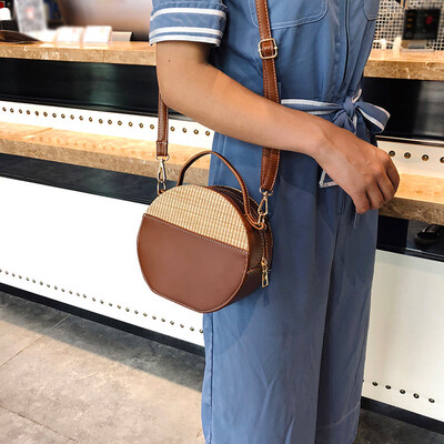 

Tailored Vintage Women Crossbody Bags Simple Weave Round Tote Handbags Shoulder Bag