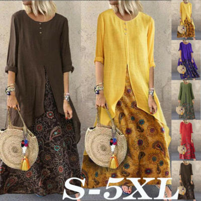 

Woman Fashion Crew Neck Long Sleev Evening Party Gowns Long Maxi Dresses Beach