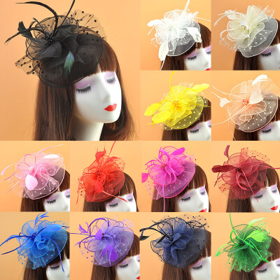 

Women Fascinators Hat Flower Feathers Mesh Hair Clip Formal Cocktail Tea Party Wedding Hair Accessory Headwear