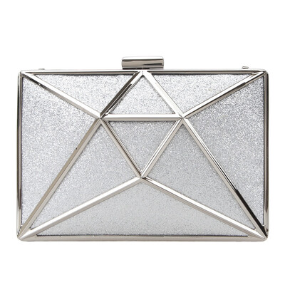 

Fawziya Glitter Clutch 3D Rhombic Metallic Evening Clutches For Wedding And Party