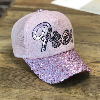 

Hat womens spring summer outdoor sun-drenched baseball cap letter sequins casual with a cap summer breathable net hat