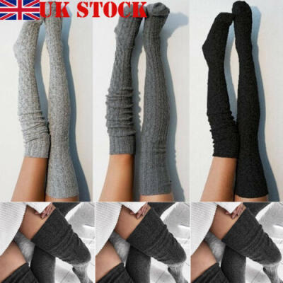 

Women Girl Over The Knee Long Socks Braided Knit Warm Soft Thigh High Stockings