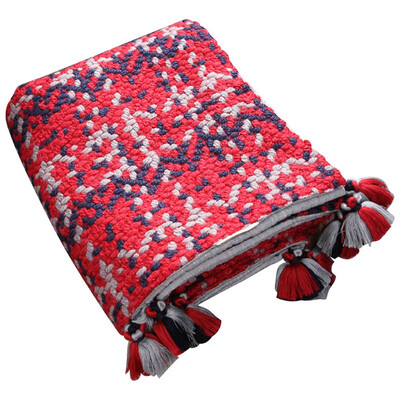

XIUmake red blue gray-wool blanket 13784