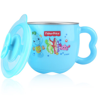 

United States Fisher 316 baby child cup baby cartoon stainless steel single handle milk cup with lid 200ML blue