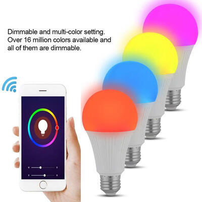 

Smart Wireless WiFi Control Light Bulb 7W RGB LED Lamp Compatible With Alexa Google Home E27