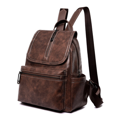

Retro leather shoulder bag womens large capacity soft leather travel bag street shooting Korean small backpack fashion
