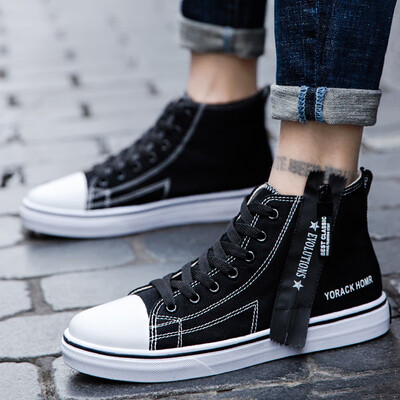 

Summer canvas mens shoes Korean version of Joker casual youth high board shoes autumn tide shoes