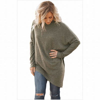 

High-neck long-sleeved knit cape sweater solid color casual long-sleeved sweater top