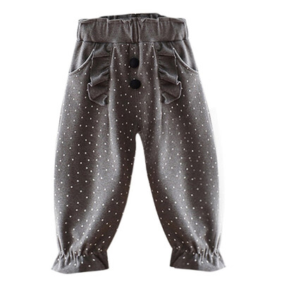 

2020 New Baby Girls Autumn Cotton Polka Dot Print Pants Casual Ruffle Decoration Trousers Toddler Clothes Bottoms