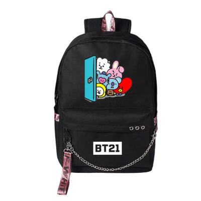 

Canvas Backpack BTS BT21 School Bags Casual Book Bag With USB Charging Port For Boys Girls