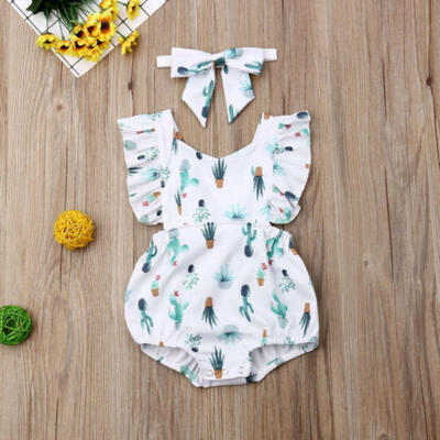 

US Newborn Infant Baby Girl Cotton Romper Jumpsuit Bodysuit Clothes Outfit Sets