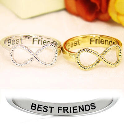 

Letter Best Friends Engraved Friendship Infinity Ring Women Jewelry Gold Silver