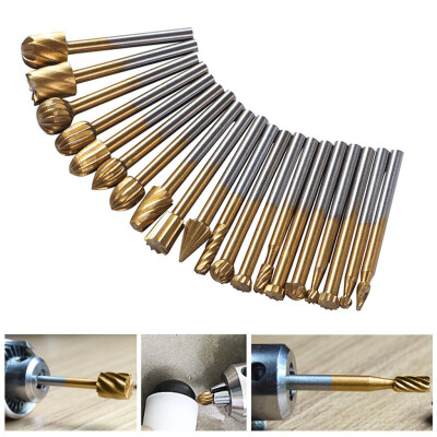 

〖Follure〗High Speed Steel Double Cut Burr Set for Die Grinder Milling Cutter Drill 20pcs
