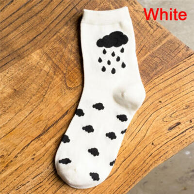 

Women Girls Cartoon Egg Cloud Dog Paw Print Elastic Autumn Winter Soft Socks