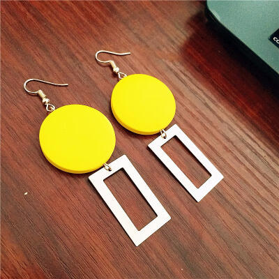 

Korean Round Wooden Earrings Long Statement Geometric Rectangular Dangle Drop Earrings For Women Fashion Jewelry 2019 Oorbellen