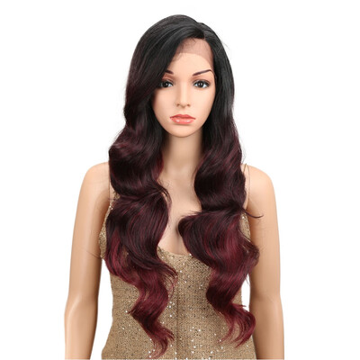 

NOBLE Ombre Wig Body Wave Side Part Lace Front 150 Density 28 Inches Long Blonde Heat Resistant Synthetic Wigs For Black Women