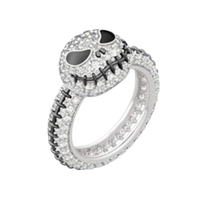 

New Halloween Christmas Nightmare Beforering Funny Skull Diamond Ring Anniversary Gift
