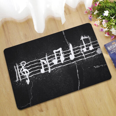 

Toponeto New Music Note Printing Flannel Bathroom Area Rugs Kitchen Carpet Door Mat