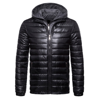 

Men Solid Color Hooded Zipper Short Coat Thicken Warm Casual Wadded Jacket