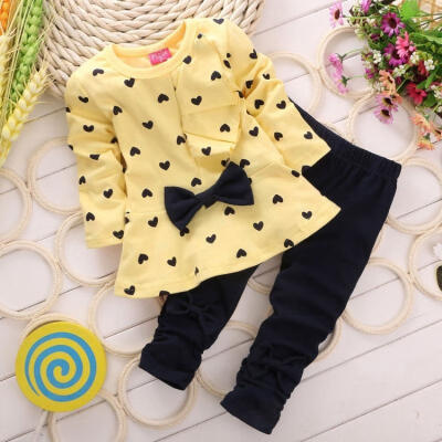 

Kids Baby Girl Heart-shaped 2PCS Clothes Outfits Tops Sweater Pants 2-5 Years