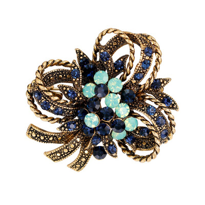

New Fashion Jewelry Vintage Old Gold Brooch For Women Girls Rhinestone Gold Plated Antique Brooches