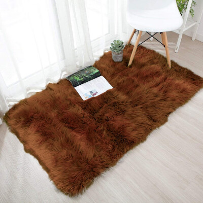 

Gobestart Wool Imitation Sheepskin Rugs Faux Non Slip Bedroom Shaggy Carpet Mats