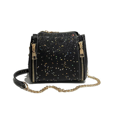 

New Fashion Women Sequined Crossbody Bag PU Leather Chain Mini Messenger Shoulder Bag Glitter Handbag