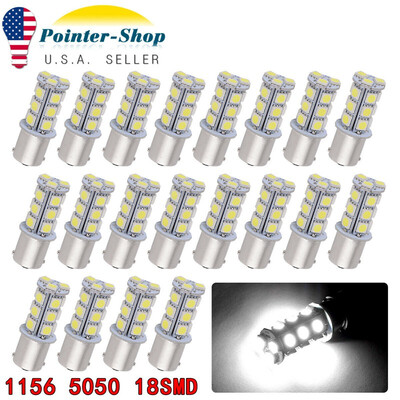 

20x White 1156 BA15S 5050 12V Car Tail Parking RV LED Light Bulbs 1141 1003