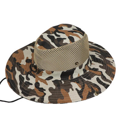 

Fashion Outdoor Wide Brim Camouflage Fisherman Bucket Boonie Hat Anti UV Cap