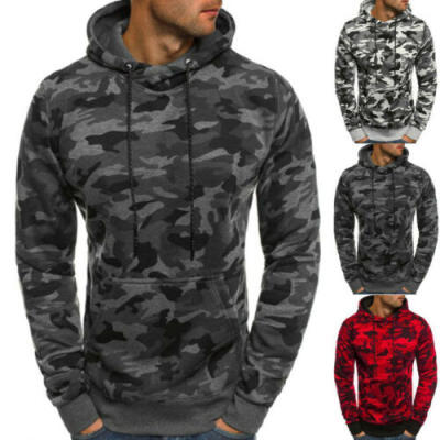 

Mens Camouflage Winter Hoodie Warm Hooded Sweatshirt Sweater Coat Jacket Outwear