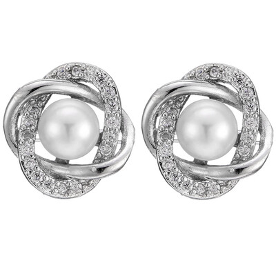

popular simple design bow hollow pearl earrings pearl rhinestone earrings exquisite ruby girl jewellery earrings