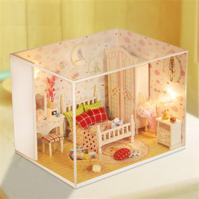 

Gotoamei DIY Christmas House Assemble Miniature Dollhouse LED Furniture Kit Xmas Gift