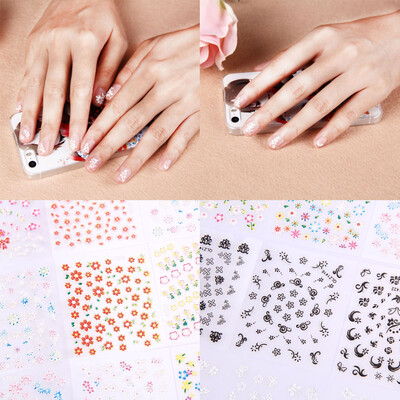 

50pcs 3D Design Nail Art Tips Manicure Stickers Decals Flower Colorful