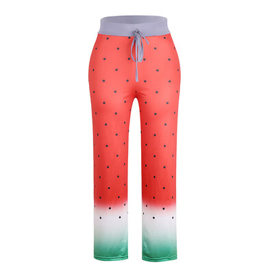 

Womens Trousers Printed Color High Waist Wide-legged Sports Casual Baggy Pants