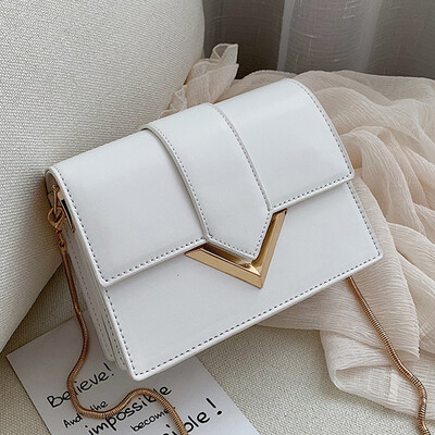 

North bag summer new women 2019 new fashion Joker texture foreign style shoulder slung chain small square bag