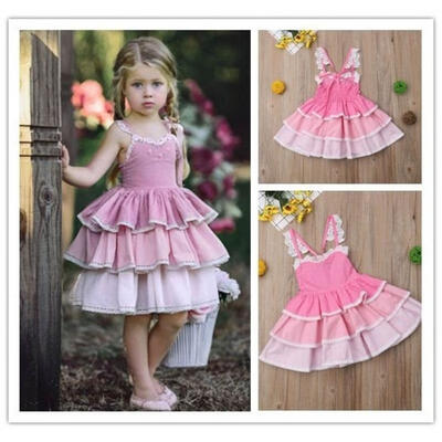 

Girls Princess Sleeveless Lace Tutu Dress Baby Kid Wedding Party Birthday Dresses New