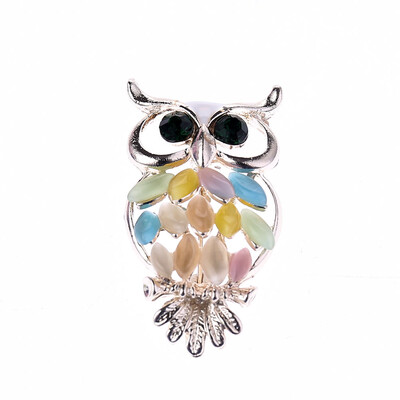 

Fashion Colorful Cat Eye Stone Owl Decoration Brooch