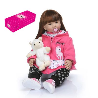 

Decdeal 24 inch Reborn Baby Doll Big Size Lifelike Silicone Rebirth Dolls Soft Touch Girl Princess Dolls for Kids Birthday Toddler