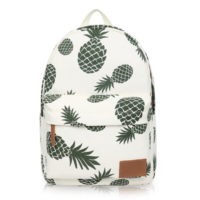 

Women Fashion Pineapple Print Canvas Backpack School Book Bag Travel Bags Student Supplies