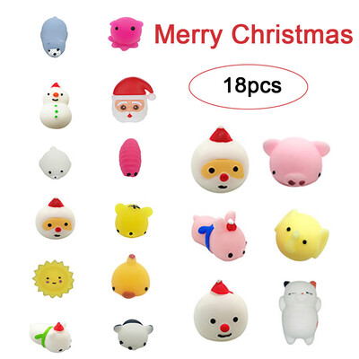 

Gotoamei 18PC Christmas Toys Mini Cute Squeeze Funny Toy Soft Stress Relief Toy DIY Decor