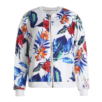 

Vintage Women Floral Print Bomber Jacket Casual Coat Long Sleeve Outwear